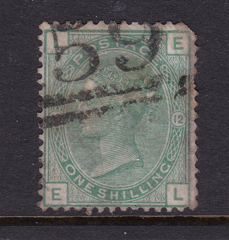 Great Britain a QV 1/- green  plate 12 used