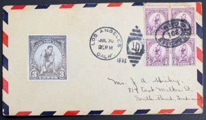 USA, 1932, SC # 718, Block of 4, Olympic Games Cover, Used, F
