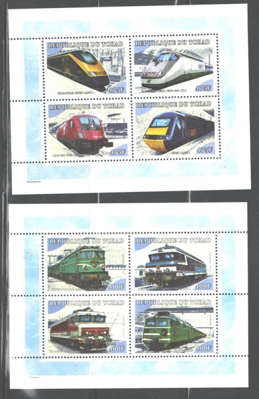 CHAD 2001  TRAINS-LOCOMOTIVE   MSs#897-902  MNH