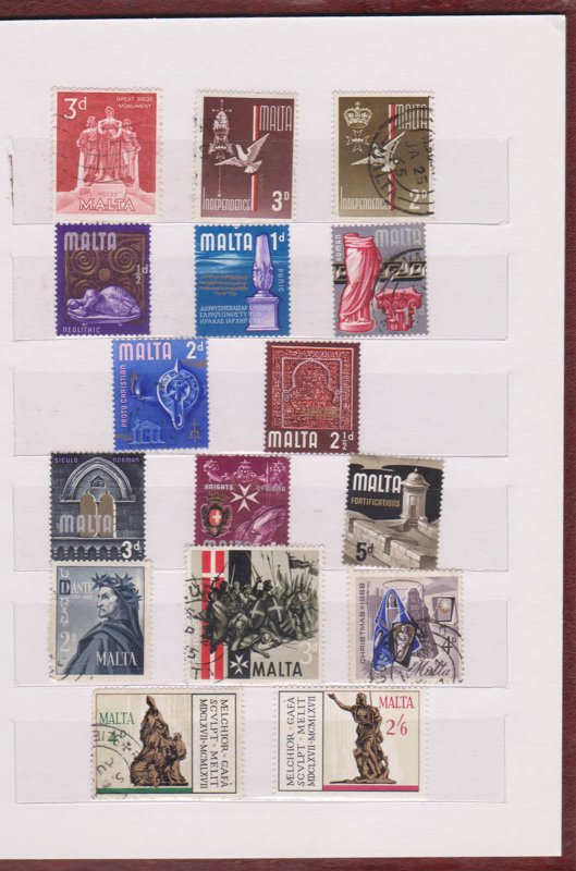 COLLECTION OF MALTA STAMPS IN STAMPS IN SMALL STOCK BOOK - 100 STAMPS