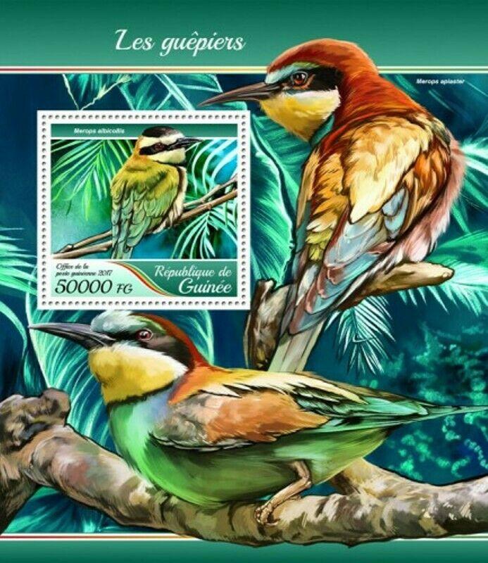 Guinea - 2017 Bee-eater Birds - Stamp Souvenir Sheet - GU17410b