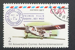 Cuba Sc# 2161 AIRPLANES aviation plane   2c Three-Engine Plane     1977 used cto