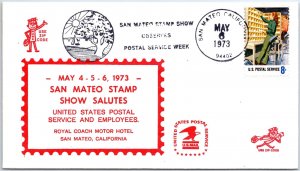 US SPECIAL EVENT CACHET COVER SAN MATEO STAMP SHOW '73 SALUTES USPS & EMPLOYEES