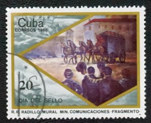 CUBA Sc# 2860 STAMP DAY philately collecting mail 20c 1986 used cto