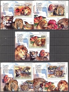 {442} Comoros 2011 Minerals V 5 S/S Deluxe MNH**