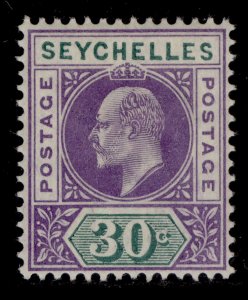 SEYCHELLES EDVII SG52, 30c violet & dull green, VLH MINT. Cat £11.