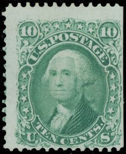 US Scott #68, Unused-No Gum, Natural Straight Edge, Straddle Copy, SCV $375.00!