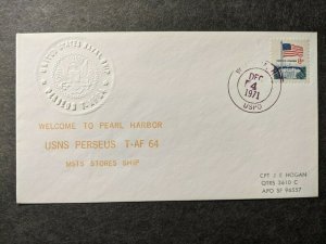 USNS PERSEUS T-AF 64 Naval Cover 1971 PEARL HARBOR, OAHU, HAWAII Cachet 