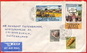 aa2374  - KUT Kenya - POSTAL HISTORY - Airmail Cover to SWITZERLAND 1965 Shells