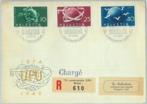 89110 - SWITZERLAND - Postal History -  REGISTERED FDC COVER 1949 - UPU