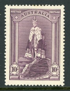British 1938 Australia KGVI 10 Shilling Gray Violet Scott #178 Mint V637