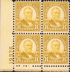 US Sc 640 8¢ Grant 1927 Mint Block of 4 Rotary Press MNH