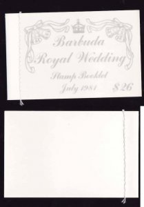 Barbuda-Sc#493-5- id13-unused NH Royal Wedding booklet-Diana-1981-