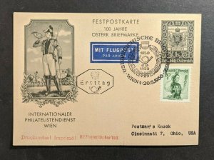 1950 Vienna Austria FDC Airmail Cover to Cincinnati Ohio USA