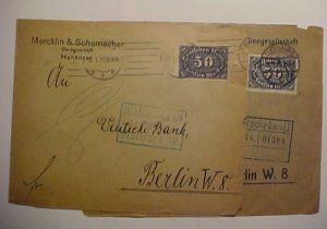 GERMAN  2 DIFF. COVERS 50M HANNOVER,FLENSBURG 1923
