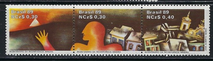 Brazil 2166 MNH 1989 Strip of 3 (an4689)