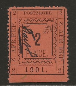 TRANSVAAL SC# 201(SG#30a) LARGE '2', NO PERIOD AFTER RIGHT '.A...