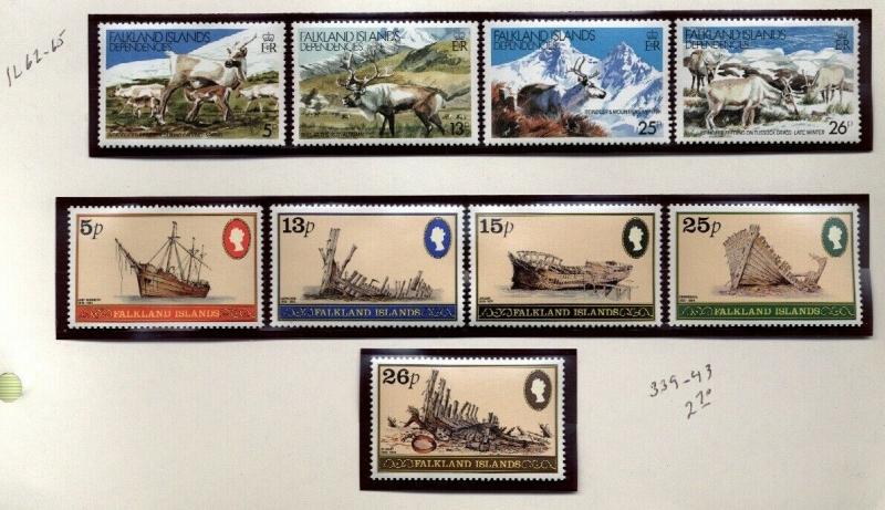 Falkland Isl. collection Butterflies Birds,Fish Mint NH in mounts $115.00 jp