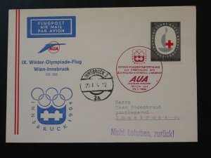 special flight cover Wien Innsbruck for olympic games AUA Austrian Airlines 1964