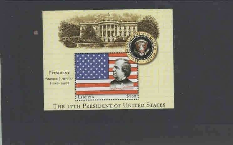 LIBERIA 2001 17TH PRESIDENT OF THE U.S ANDREW JOHNSON MINT VF NH O.G S/S (8
