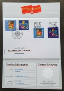 Germany Spain Joint Issue Christmas 2000 Natal (FDC) *dual PMK *guaranty *rare