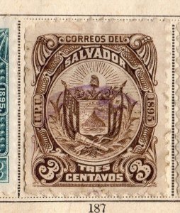 El Salvador 1895 Early Issue Fine Used 3c. 094202