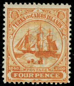 TURKS AND CAICOS ISLANDS SG105, 4d orange, LH MINT.