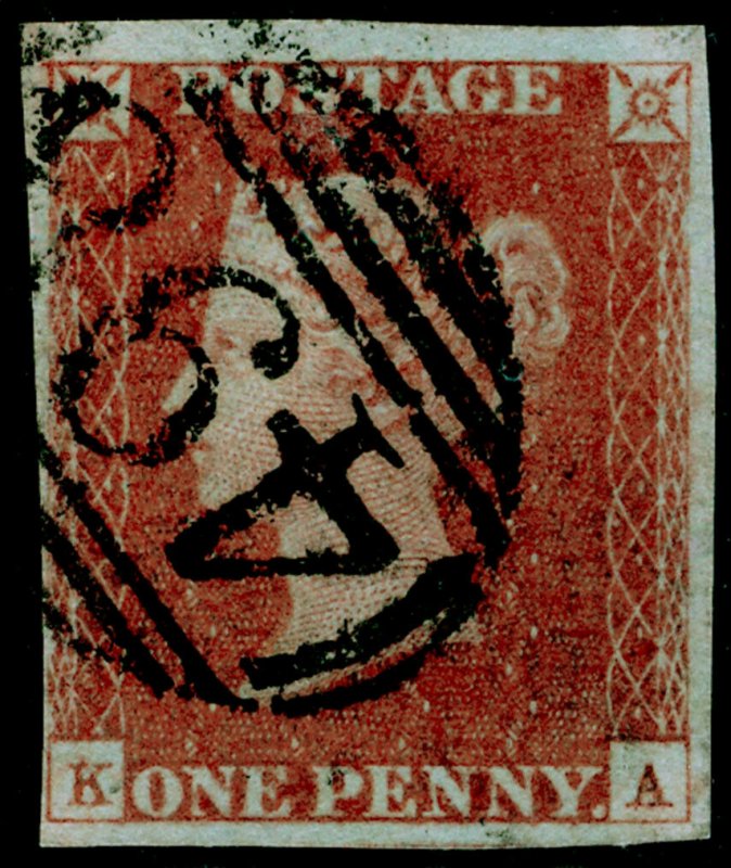 SG8, 1d red-brown PLATE 74, FINE USED. Cat £30. KA