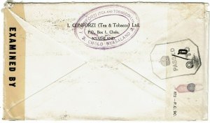 Nyasaland 1943 Cholo cancel on cover to the U.S., censored twice