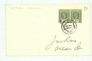 GILBERT & ELLICE ISLANDS Postmark *Vaitupu*1d Rate Cover Ocean Island 1938 GJ182