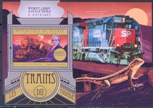 GUINEA  2012 TRAINS OF THE UNITED STATES WEBSTER SOUVENIR SHEET  MINT NH