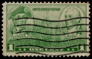 U.S. Scott #790: 1936 1¢ John Paul Jones and John Barry, Used, F/VF