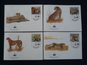 WWF cheetah feline set of 4 FDC Upper Volta 1984 (-50% for 10 sets or more)