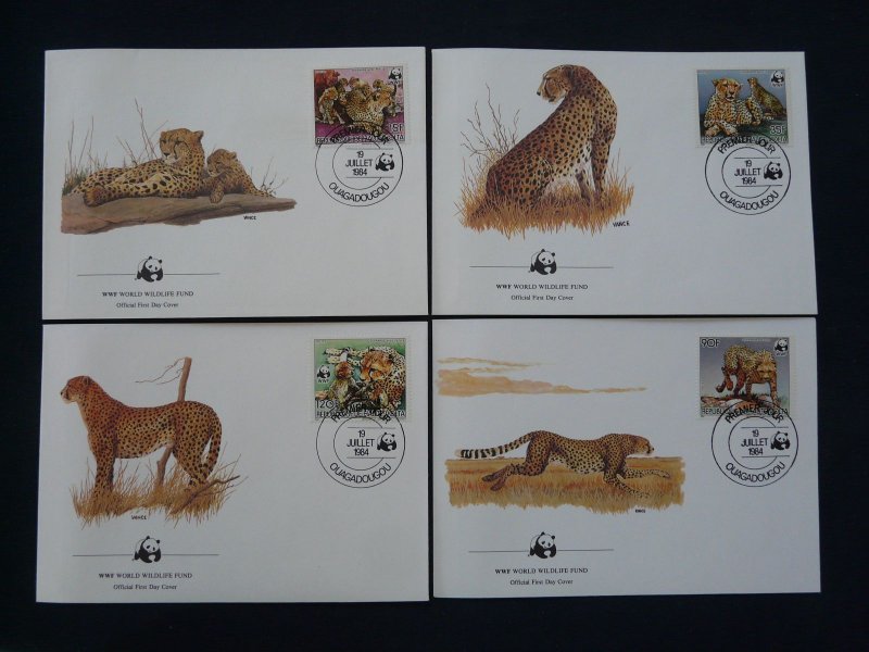 WWF cheetah feline set of 4 FDC Upper Volta 1984 (-50% for 10 sets or more)