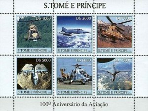 S. TOME & PRINCIPE 2003 - 100th Anniversary Aviation 6v. Scott Code: 1530