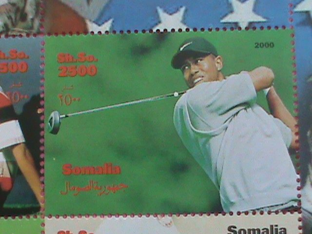 SOMALIA STAMP-2000-TIGER WOODS -MNH STAMP SHEET - VERY RARE AND HARD TO FIND.