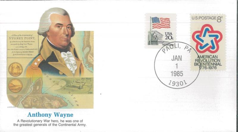 1985 Paoli Pennsylvania Revolution General Anthony Wayne Koslow First Day Cover