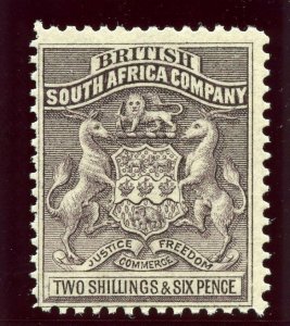 Rhodesia 1892 Arms 2s 6d grey-purple superb MNH. SG 6. Sc 11.