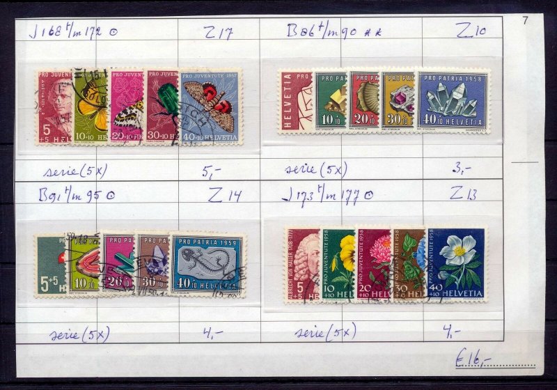 Switzerland 1957/59 Insects Flowers MNH Used (20 Items) NT 274s