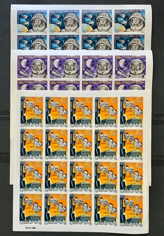 Full Set in Sheets Stamps Space / Astronauts - spaceman Mali 1965 Imperf.-