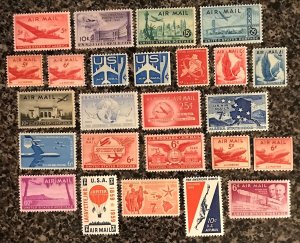 C32 to C56 US Airmails, MNH, full set of 25