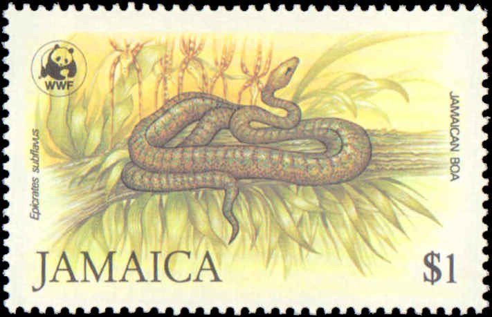 Jamaica #591-594, Complete Set(4), 1984, Snakes, World Wildlife Fund, Never H...