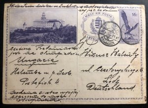 1930 Szob Hungary Stationery Postcard Cover  To Lodz Germany H+G92