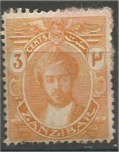 ZANZIBAR  1922, MH 3c  Sultan Khalifa Scott 158