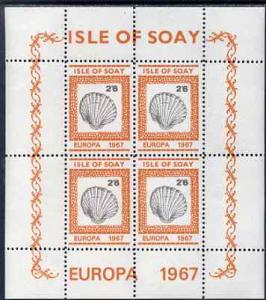 Isle of Soay 1967 Europa (Shells) 2s6d Oyster perf sheetl...