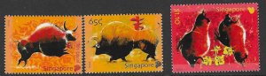 SINGAPORE SG1827/9 2009 YEAR OF THE OX   MNH