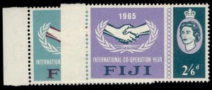 FIJI QEII SG343-344, 1965 intl co-operation set, NH MINT.