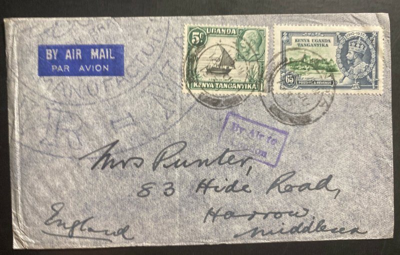 1935 Tanga Tanganyika British KUT Airmail Cover To Harrow England Via London 1 