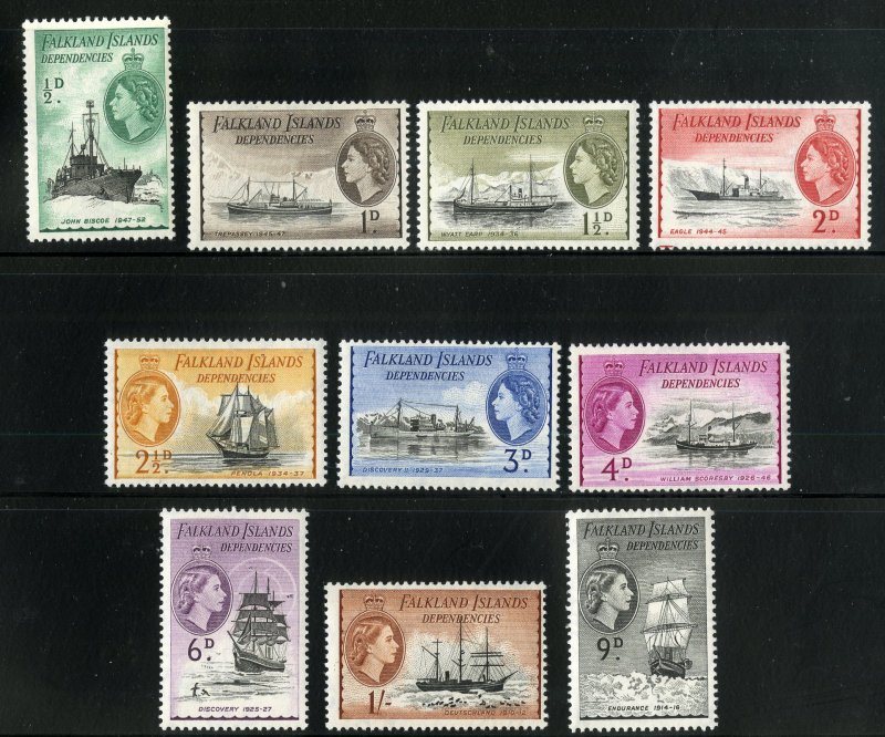 FALKLAND ISLAND DEPENDENCIES L19-L28  MNH SHORT SET  SCV $21.25 BIN $11.00