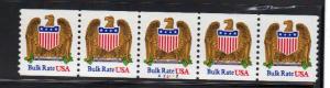 #2602 MNH strip/5 #A22112 10c Eagle & Shield 1991-93 Issue 